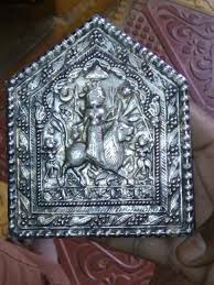 Antique Silver Durga Embossed Plate Antique Silver Antique Stores Antiques