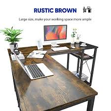 This product comes with an instruction to let you understand the assembly progress, taking you little time and energy. Foxemart L Shaped Computer Desk Industrial Corner Desk 55 2 Writing Study Table With Storage Shelves Space Saving Large Gaming Desk 2 Person Table For Home Office Workstation Rustic Brown Black Storepaperoomates Shop Cheapest