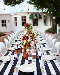 Black And White Striped Tablecloth My Son Will Have A Fabulous Outdoor Rehearsal Dinner Watch Out Bride Im Planning Before He S Born Striped Table Striped Tablecloths Black White Wedding