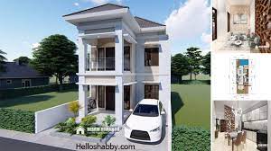 Menggunakan warna cream menjadikan rumah terlihat elegan. Desain Rumah Modern 2 Lantai Ukuran 7 X 16 M Dengan 3 Kamar Tidur Ada Kolam Renang Minimalis Helloshabby Com Interior And Exterior Solutions