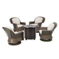 Choose from contactless same day delivery, drive up and more. Outdoor 4 Seater Wicker Swivel Chair And Fire Pit Set Nh479213 Noble House Furniture