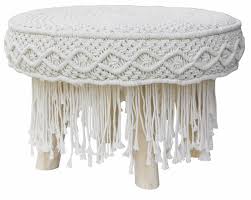 Lyric White Boho Chic Ottoman Belle Escape Furnishings Retro Home Decor Shabby Chic Boho Chic