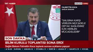 Bilim kurulu toplantısı ile ilgili son dakika gelişmeleri merak ediliyor. Trt Haber Saglik Bakani Fahrettin Koca Bilim Kurulu