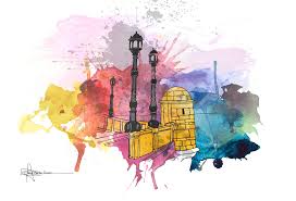 Vista superior de la mujer pintura con acuarelas pinturas mientras está rodeado de dibujos a color y utensilios de dibujo página del calendario de septiembre, portátil, manzanas, útiles escolares, papel multicolor, bloque de madera con inscripción de septiembre aislado en blanco Acuarela Cadiz Otros Dibujos Comprar Arte Original