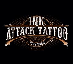 This style is simple and only includes the actual words without any other imagery; Ink Atack Tattoo Branding Graphic Design Ink To Image