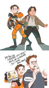 Peter And Ned From Spiderman Homecoming Now I M Thinking What If Tony Made Droids To Take Around To Hospit Funny Marvel Memes Marvel Superheroes Marvel Funny