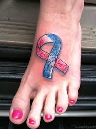 The ribbon was adopted from the red ribbon used. 42 Attractive Cancer Ribbon Tattoos On Foot