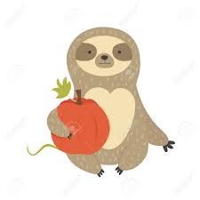 It all seems so innocent and glorious at the beginning. Cute Sitting Sloth With Pumpkin Thanksgiving Day Design Royalty Free Cliparts Vectors And Stock Illustration Image 111516055