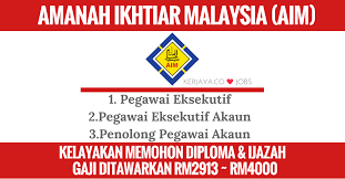 Oleh itu, ia memberi kesan kepada kebanyakan sahabat. Jawatan Kosong Amanah Ikhtiar Malaysia Aim 1 Kerja Kosong Kerajaan