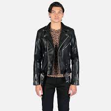 Vegan Commando Long - For Tall Men - Black and Nickel Faux Leather Jacket |  Straight To Hell Apparel