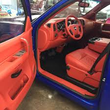 Single Cab Silverado 1500 Brick Red Interior California Upholstery Chevy Truck Shortbed Single Cab Truck Blue With Red Int Chevy Trucks Red Interiors Silverado
