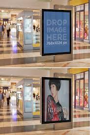 Placeit Product Mockup Mall Poster Near A Kiosk Mockup Poster Mockup Mall