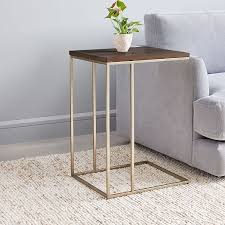 Streamline C Side Table Dark Walnut West Elm Marble Side Tables Glass Side Tables Marble Tables Living Room