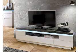 Meuble tv design blanc et bois 2 portes et 2 tiroirs 2m03. Meuble Tv Led Gris Et Blanc Pour Salon