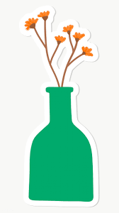 Download Premium Png Of Orange Doodle Flowers In A Green Bottle Sticker On