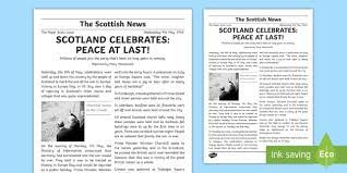 Blank newspaper template report ks2 titanic example reflexapp. Scotland Ve Day Newspaper Report Second Level Resources