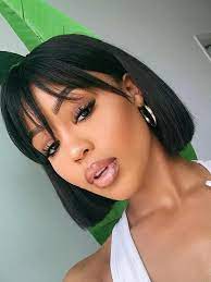 Lace Front Wigs Black Hair Afro Wigs Short In Wcwigs Com Wcwigs Short Hair With Bangs Hairstyles With Bangs Thick Hair Styles