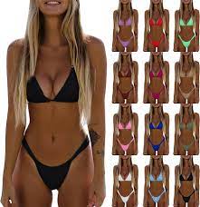 Briskorry Bikini Women's Push Up Sexy String Bikini Set Sexy Thong Cheeky  Two Piece Swimsuits Plain Swimwear : Amazon.de: Fashion