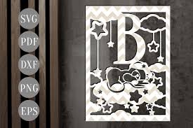 Download Letter B Monogram Svg Teddy Bear Papercut Template Baby Dxf Pdf By Personal Epiphany Thehungryjpeg Com