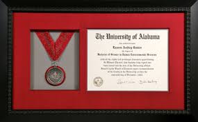 Custom Framed University Of Alabama Diploma With Graduation Medallion Custom Framing Document Frame Frame