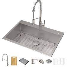 Translation dictionary english dictionary french english english french spanish english english spanish: 33 Drop In Undermount Kitchen Sink W Oletto Commercial Pull Down Faucet And Soap Dispenser In Spot Free Stainless Steel