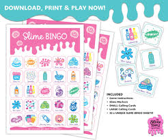 Bingo Cards For Kids Slime Bingo Game Printable Bingo Cards Slime Party Game Etsy In 2020 Bingo Games For Kids Bingo Cards Bingo Cards Printable