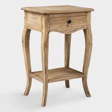 Natural Wood Noam Accent Table With Drawer By World Market In 2021 Wood End Tables Farmhouse Furniture Accent Table