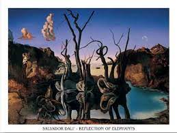 The swan, animal gracious and voluptuous becomes by the play of the reflection a heavy. Kunstdruck Swans Reflecting Elephants 1937 Bei Europosters