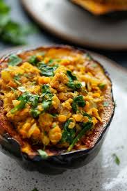 Stuffed Acorn Squash With Curried Lentils Recipe In 2020 Lentil Curry Acorn Squash Winter Vegetarian Recipes