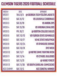 Find out the latest game information for your favorite nhl team on cbssports.com. Printable Clemson Football Schedule 2020