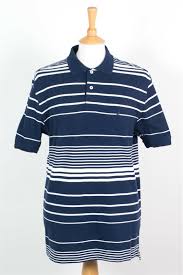 Details About Mens Nautica Polo T Shirt Shirt Blue Striped Breton Pique Cotton Sailing L