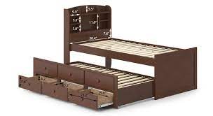 Dg casa soloman upholstered panel bed frame with storage drawers and wood trim tufted headboard, king size in beige linen style fabric. Ateneo Storage Headboard Single Bed With Trundle And Storage Solid Wood Urban Ladder