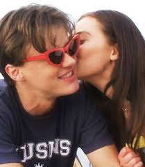 Lola Tung and Chris Brinley at Premiere Party