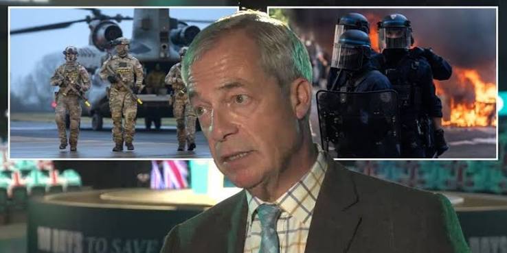 Nigel Farage backs deploying British Army if 'intolerant' left holds French-style riots in UK