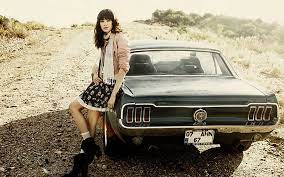 Hd Wallpaper Vintage Girl Ford Mustang Gravel Style Rear View Road 1967 Wallpaper Flare