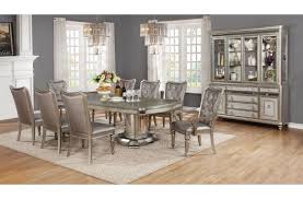 Danette Metallic Platinum Dining Room Set From Coaster Coleman Furniture Double Pedestal Dining Table Dining Table Pedestal Dining Table