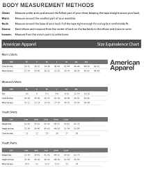 American Apparel Sizing Chart Amerasport