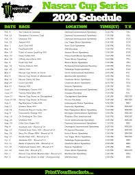 No nascar races have been canceled. Printable 2020 Nascar Schedule Monster Cup Series Dates Times Nascar Nascar Cup Series Nascar Race Schedule