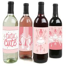 40% off with code summerpartyz. Tutu Cute Ballerina Ballet Birthday Party Or Baby Shower Decorations For Women And Men Wine Bottle Label Stickers Set Of 4 Bigdotofhappiness Com