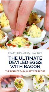Easy Deviled Eggs Recipe With Bacon Keto Friendly Video Recipe Video In 2021 Bacon Appetizers Easy Bacon Recipes Appetizer Recipes