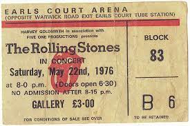 The Rolling Stones 1976 Concert Ticket Rolling Stones Music Tickets Concert Tickets