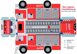 Bastelideen für kinder & erwachsene. Bastelbogen Loschfahrzeug Feuerwehrauto Basteln Bastelbogen Bastelvorlagen