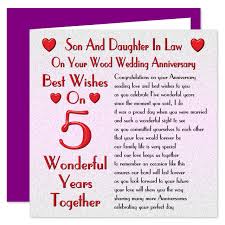 Jul 08, 2020 · anniversary messages for your son. Son Daughter In Law 5th Wedding Anniversary Card On Your Wood Anniversary 5 Years Sentimental Verse Buy Online In Aruba At Aruba Desertcart Com Productid 107069079