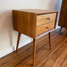 Caravelle tiny vintage mid century night stand alarm clock. West Elm Mid Century Nightstand Bedside Table Ebay