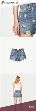 Zara Snoopy Denim Bermuda Shorts Denim Bermuda Shorts Clothes Design Zara