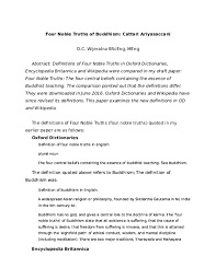 Doc Four Noble Truths Of Buddhism Cattari Ariyasaccani D C Wijeratna Academia Edu