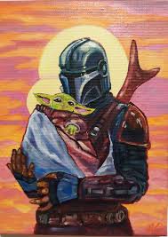 Baby Yoda Painting The Mandelorian Star Wars Art Kids Room Decor Disney Lucasfilm Gift Wall Decor Star Wars Art Gallery Wrap Canvas Painting