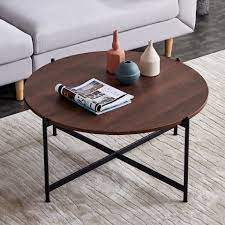 Holz oder preisvorschlag 13 beobachter couchtisch rund in holzoptik kaffeetisch eur 54. Phoebe Cat Couchtisch Rund Beistelltisch Sofatisch O90 Cm Mit Holzplatte Und Metallgestell Online Kaufen Otto