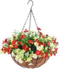 A great way to create a plush and joyful space, our fake outdoor hanging flower baskets are distinctive and playful decorations. 5 Pcs Outdoor Fake Flower Plant Garden Decor Hanging Basket Decor Floral Decor Patterer Home Garden