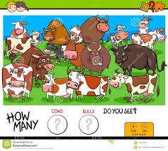 Counting Cows And Bulls Educational Game For Kids Stock Vector Illustration Of Design Ready 115314312
